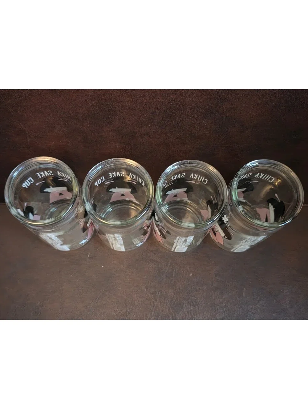 Lot of 4 Hakutsuru Chika Sake Glass Cups Empty Container